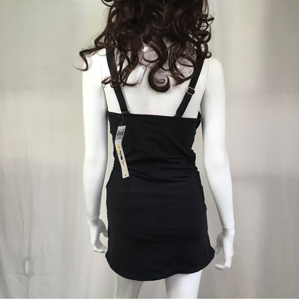 NEW SPANX Whittle Waistline Drape Swim Dress Baysude Black One Piece Swim 10 - Picture 4 of 8